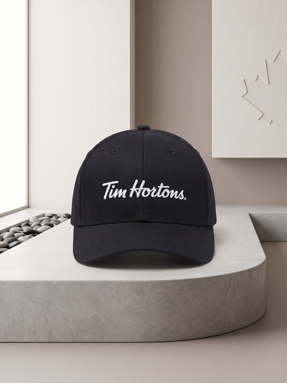 Tim Hortons Employee Crew Uniform Baseball Cap Hat Black Embroidered Adjustable